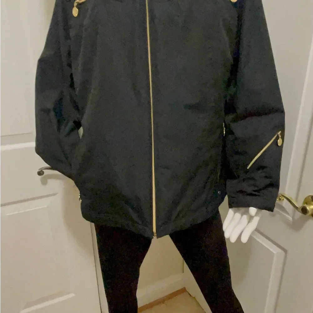 Calvin Klein stunning jacket gold hardware with double zipper. - Picture 3 of 16